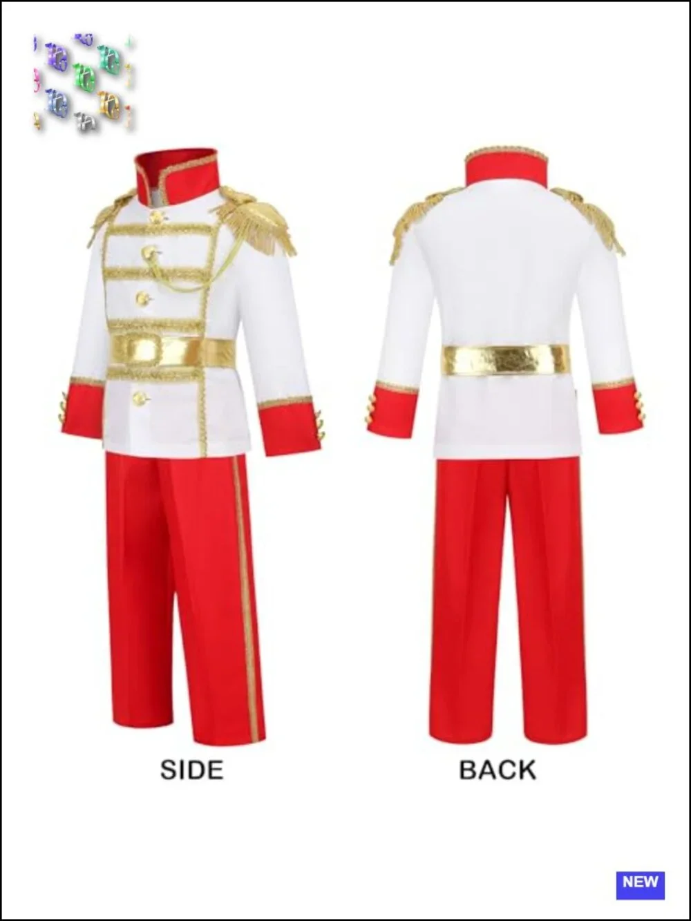 Kids Prince Charming Costume Set, Royal Prince Uniform for Boys Ages 4-9